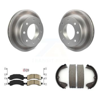 Rear Disc Coated Rotors Ceramic Pads & Parking Shoes Kit For GMC Savana 3500 Cutaway Van KGA-106463