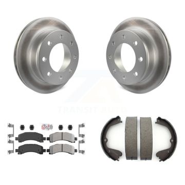 Rear Disc Coated Rotors Semi-Metallic Pads & Parking Brake Shoes Kit For GMC Savana 3500 KGA-106465
