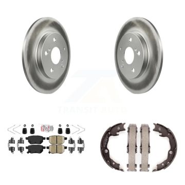 Rear Disc Coated Rotors Ceramic Pads And Parking Shoes Kit For Toyota Matrix Pontiac Vibe KGA-106477