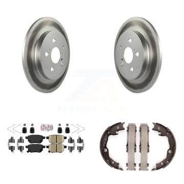 Rear Disc Coated Rotors Ceramic Pads And Parking Shoes Kit For Toyota Matrix Pontiac Vibe KGA-106478