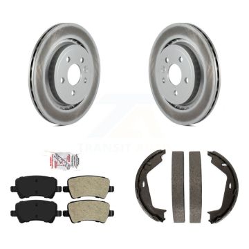 Rear Disc Coated Rotors Semi-Metallic Pads Parking Shoes Kit For 2007-2009 Volvo S80 AWD KGA-106490