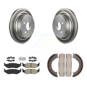 Rear Disc Coated Rotors Semi-Metallic Pads & Parking Shoes Kit For Dodge Ram 1500 Durango KGA-106494