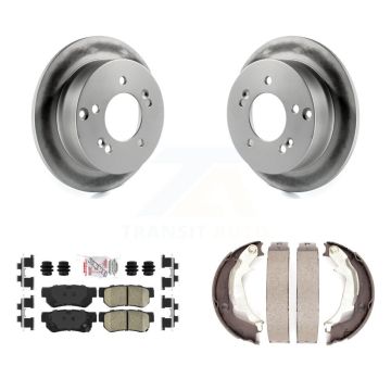 Rear Disc Coated Rotors Ceramic Pads Parking Shoes Kit For Hyundai Sonata XG350 Kia XG300 KGA-106515