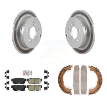 Rear Disc Coated Rotors Ceramic Pads Parking Brake Shoes Kit For 2006-2009 Hyundai Azera KGA-106522