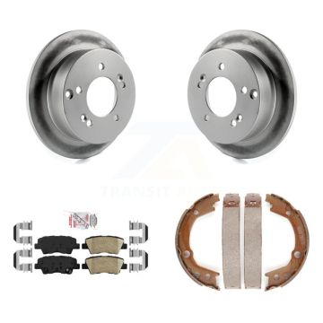 Rear Disc Coated Rotors Ceramic Pads And Parking Brake Shoes Kit For Hyundai Sonata 2.4L KGA-106526