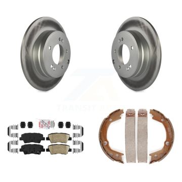 Rear Disc Coated Rotors Ceramic Pads And Parking Brake Shoes Kit For Hyundai Sonata 3.3L KGA-106527