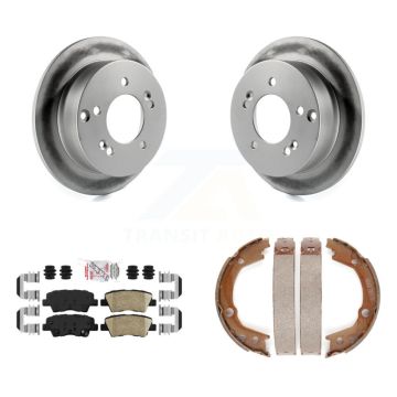Rear Disc Coated Rotors Ceramic Pads And Parking Brake Shoes Kit For Hyundai Sonata 2.4L KGA-106528