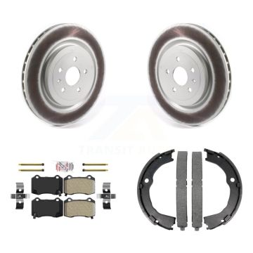 Rear Disc Coated Rotors Semi-Metallic Pads And Parking Shoes Kit For Chevrolet Camaro CTS KGA-106535
