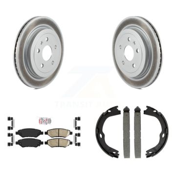 Rear Disc Coated Rotors Ceramic Pads And Parking Brake Shoes Kit For Cadillac CTS KGA-106536