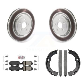 Rear Disc Coated Rotors Ceramic Pads & Parking Shoes Kit For Cadillac CTS Coupe with 6.2L KGA-106538