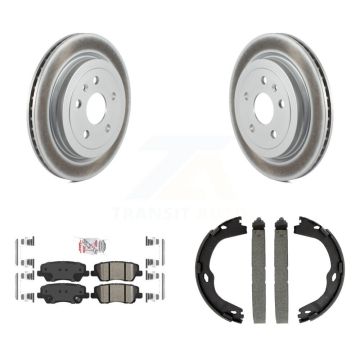 Rear Disc Coated Rotors Ceramic Pads And Parking Brake Shoes Kit For Cadillac CTS KGA-106539