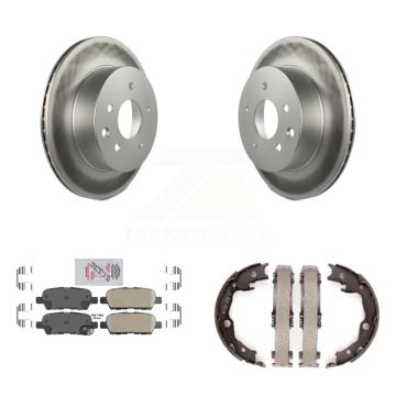 Rear Disc Coated Rotors Ceramic Pads Parking Shoes Kit For Nissan Rogue LEAF Juke Select KGA-106545