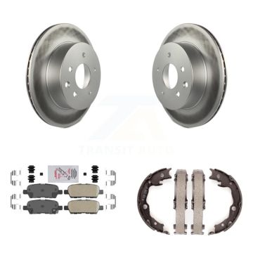 Rear Disc Coated Rotors Ceramic Pads Parking Shoes Kit For Nissan Rogue LEAF Juke Select KGA-106546