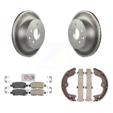 Rear Disc Coated Rotors Ceramic Pads And Parking Brake Shoes Kit For INFINITI G35 KGA-106549