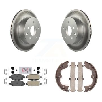 Rear Disc Coated Rotors Ceramic Pads And Parking Brake Shoes Kit For INFINITI G35 KGA-106550