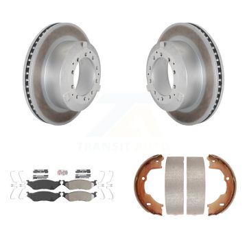 Rear Disc Coated Rotors Semi-Metallic Pads & Parking Shoes Kit For Ford F-450 Super Duty KGA-106557