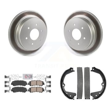 Rear Disc Coated Rotors Ceramic Pads & Parking Brake Shoes Kit For 2017-2023 Nissan TITAN KGA-106559