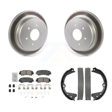 Rear Disc Coated Rotors Ceramic Pads & Parking Brake Shoes Kit For 2017-2023 Nissan TITAN KGA-106560