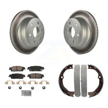 Rear Disc Coated Rotors Ceramic Pads & Parking Shoes Kit For GMC Chevrolet Sierra 1500 LD KGA-106562