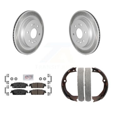 Rear Disc Coated Rotors Semi-Metallic Pads Parking Shoes Kit For Chevrolet Silverado 1500 KGA-106567