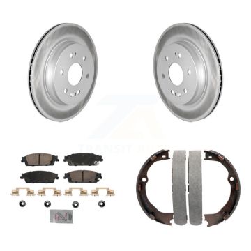 Rear Disc Coated Rotors Ceramic Pads & Parking Shoes Kit For Chevrolet Silverado 1500 LD KGA-106568