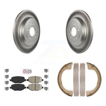Rear Disc Coated Rotors Ceramic Pads And Parking Brake Shoes Kit For Lincoln MKT KGA-106573