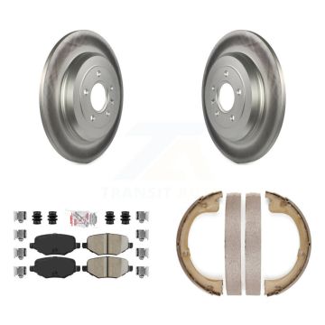 Rear Disc Coated Rotors Ceramic Pads And Parking Brake Shoes Kit For Lincoln MKT KGA-106574