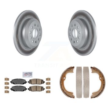 Rear Disc Coated Rotors Ceramic Pads & Parking Shoes Kit For 18-20 Jeep Wrangler Rubicon KGA-106576