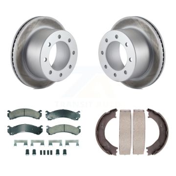 Rear Disc Coated Rotors Ceramic Pads & Parking Shoes Kit For Chevrolet GMC Silverado 3500 KGA-106583