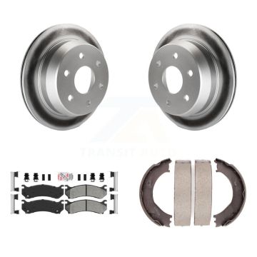 Rear Disc Coated Rotors Semi-Metallic Pads Parking Shoes Kit For Chevrolet Silverado 2500 KGA-106593