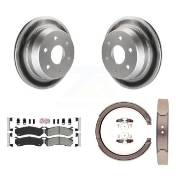 Rear Disc Coated Rotors Semi-Metallic Pads Parking Shoes Kit For Chevrolet Suburban 2500 KGA-106595