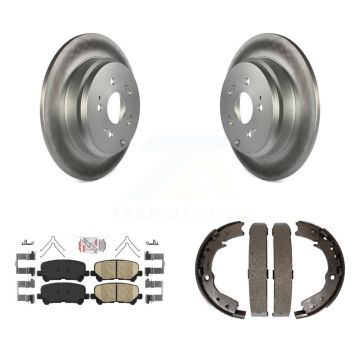 Rear Disc Coated Rotors Ceramic Pads Parking Brake Shoes Kit For 2011-2017 Honda Odyssey KGA-106624
