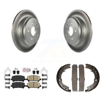 Rear Disc Coated Rotors Ceramic Pads Parking Brake Shoes Kit For 2011-2017 Honda Odyssey KGA-106625