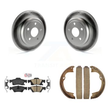Rear Disc Coated Rotors Ceramic Pads Parking Brake Shoes Kit For Dodge Durango Jeep Grand KGA-106632