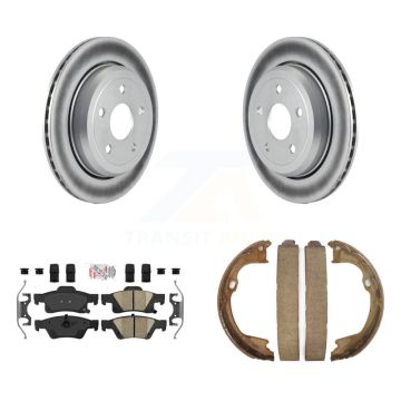 Rear Disc Coated Rotors Ceramic Pads & Parking Shoes Kit For Jeep Grand Cherokee Dodge WK KGA-106635