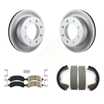 Rear Disc Coated Rotors Ceramic Pads Parking Shoes Kit For 12 GMC Savana 3500 Cutaway Van KGA-106649