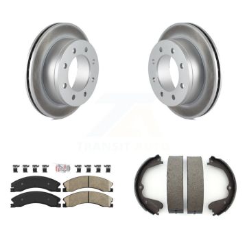 Rear Disc Coated Rotors Ceramic Pads & Parking Brake Shoes Kit For Chevrolet Express 4500 KGA-106653