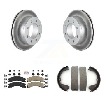 Rear Disc Coated Rotors Ceramic Pads & Parking Brake Shoes Kit For Chevrolet Express 4500 KGA-106654