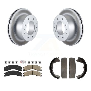 Rear Disc Coated Rotors Ceramic Pads & Parking Shoes Kit For Chevrolet Silverado 2500 HD KGA-106657