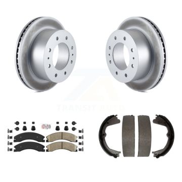 Rear Disc Coated Rotors Ceramic Pads & Parking Shoes Kit For Chevrolet Silverado 2500 HD KGA-106659