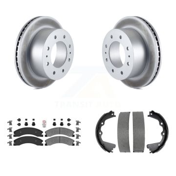 Rear Disc Coated Rotors Semi-Metallic Pads Parking Shoes Kit For GMC Sierra 2500 HD 3500 KGA-106660