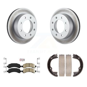 Rear Disc Coated Rotors Ceramic Pads & Parking Shoes Kit For Chevrolet Express 2500 3500 KGA-106662