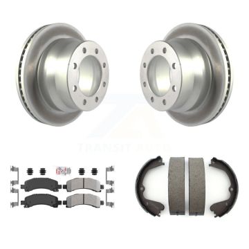 Rear Disc Coated Rotors Semi-Metallic Pads & Parking Shoes Kit For Chevrolet Express 4500 KGA-106665