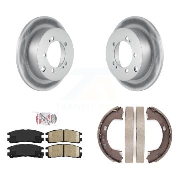 Rear Disc Coated Rotors Ceramic Pads Parking Brake Shoes Kit For Mitsubishi Eclipse Dodge KGA-106666