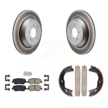 Rear Disc Coated Rotors Ceramic Pads Parking Brake Shoes Kit For 2011-2013 Hyundai Equus KGA-106672