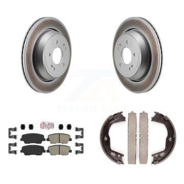 Rear Disc Coated Rotors Ceramic Pads Parking Brake Shoes Kit For 2011-2013 Hyundai Equus KGA-106673