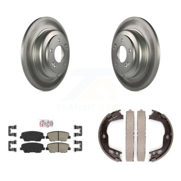 Rear Disc Coated Rotors Ceramic Pads & Parking Brake Shoes Kit For Hyundai Genesis Coupe KGA-106676