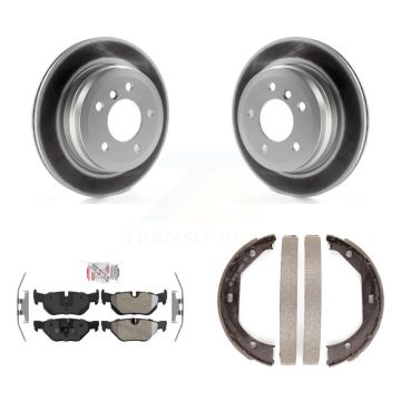 Rear Disc Coated Rotors Semi-Metallic Pads Parking Shoes Kit For BMW 328i xDrive X1 328xi KGA-106706