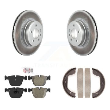 Rear Disc Coated Rotors Semi-Metallic Pads And Parking Brake Shoes Kit For BMW X5 X6 KGA-106714