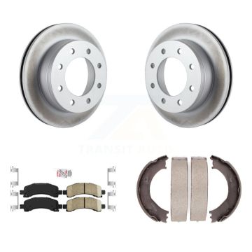 Rear Disc Coated Rotors Ceramic Pads And Parking Shoes Kit For Chevrolet Express 2500 GMC KGA-106738